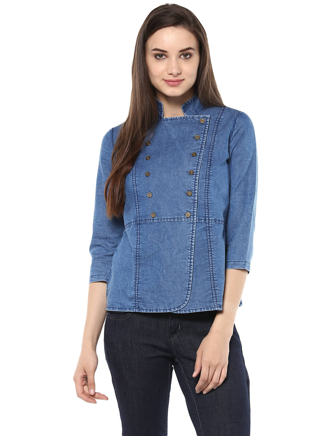 StyleStone Women's Denim Regular Top ( Blue )