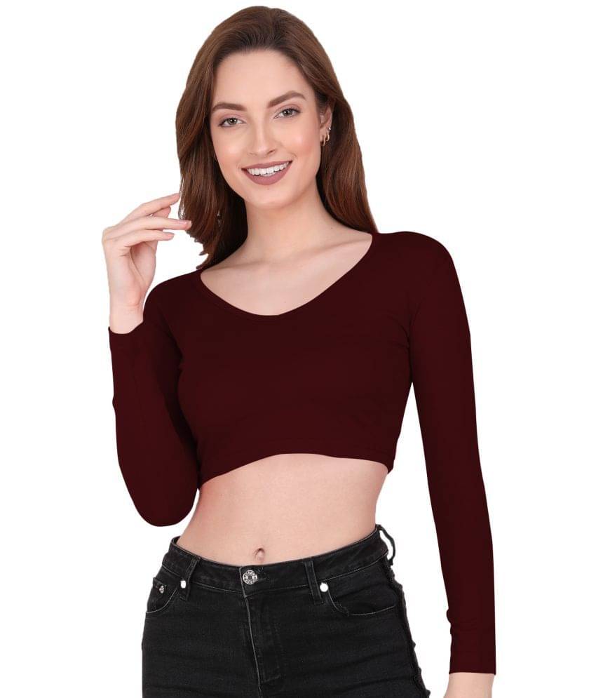 THE BLAZZE Cotton Crop Tops - Maroon     			THE BLAZZE Cotton Crop Tops - Maroon