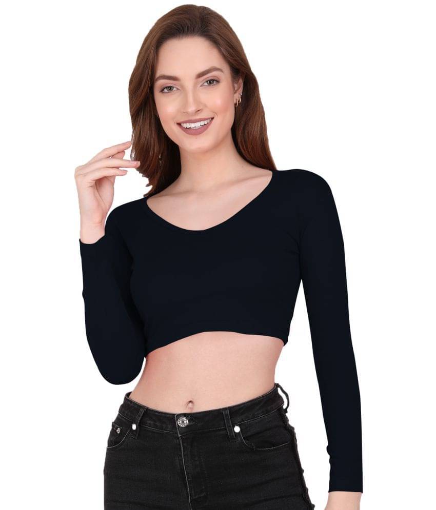 THE BLAZZE Cotton Crop Tops - Navy     			THE BLAZZE Cotton Crop Tops - Navy