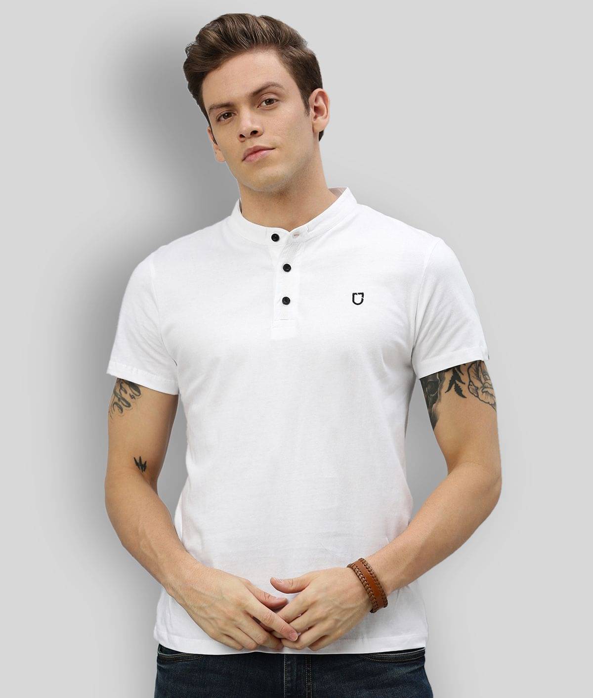     			Urbano Fashion Pack of 1 Cotton Slim Fit Men's T-Shirt ( White )