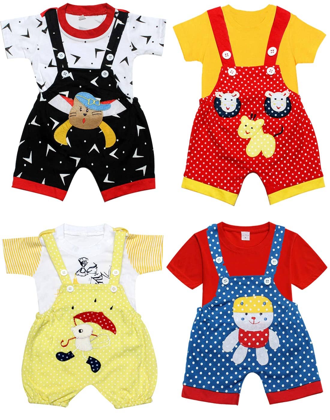 Babeezworld Pack of 4 Baby Boys 100% Cotton ( Multi Color )