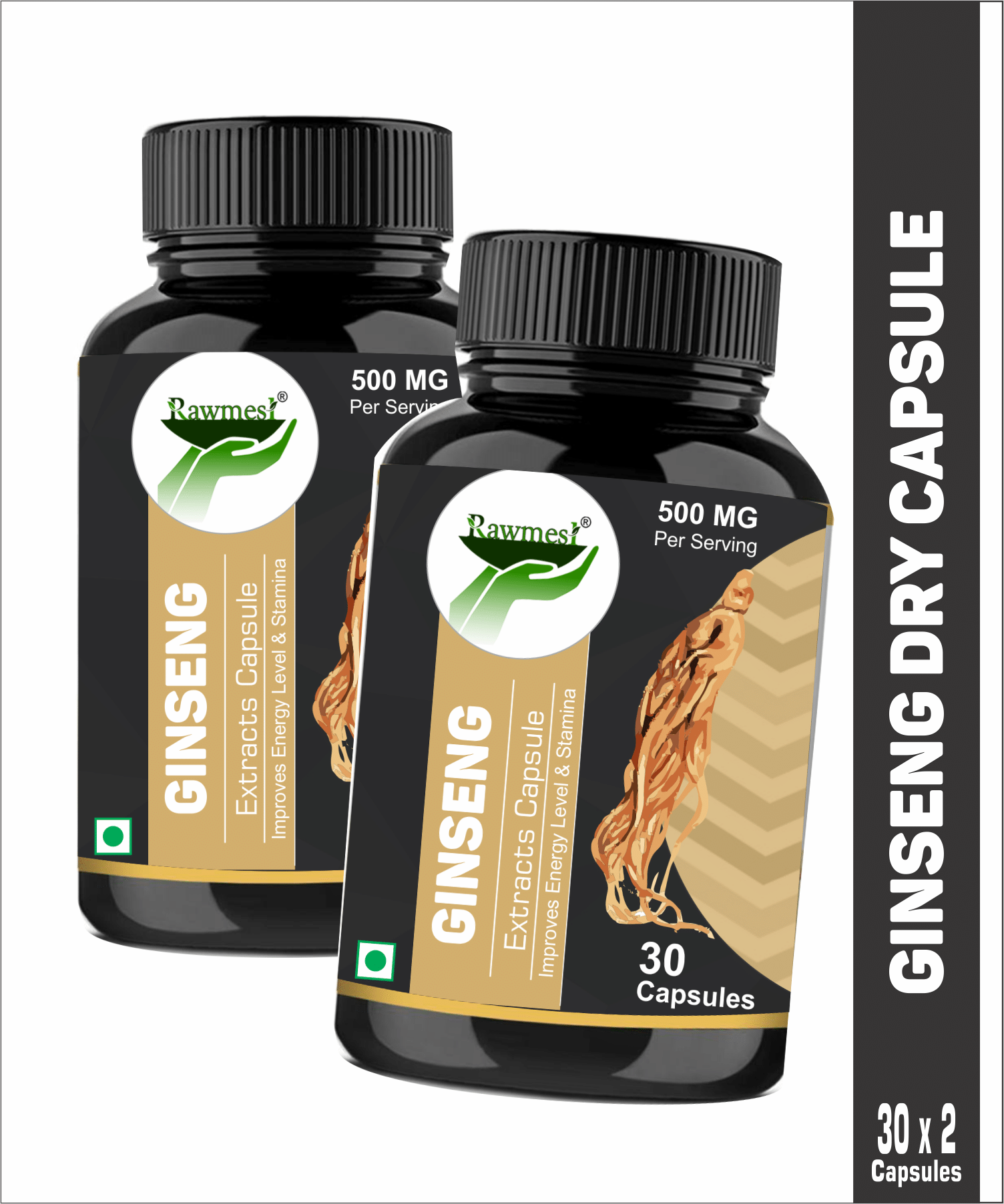     			rawmest Ginseng Extract Capsules 500mg 60 no.s Vitamins Capsule Pack of 2