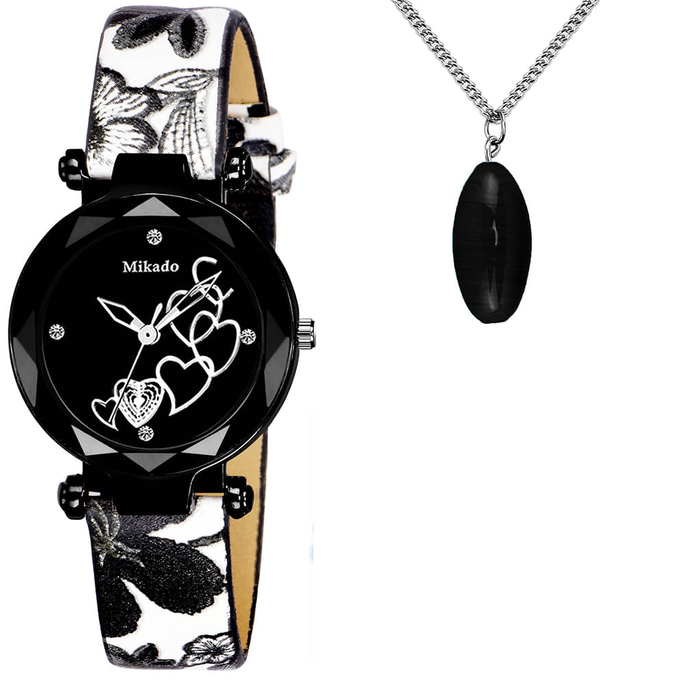 Mikado Leather Round Womens Watch