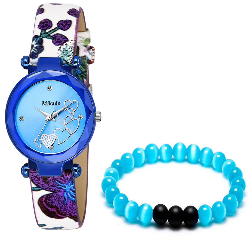 Mikado Leather Round Womens Watch