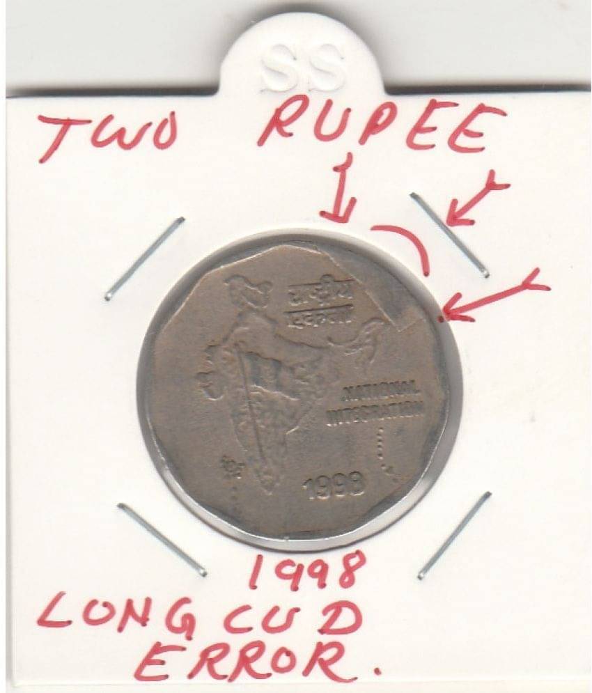 NUMISMATTECLY RARE AND COLLECTIBLE -TWO R.S.COPPER NICKLE,WITHLONG CUD ERROR .YEAR-1998.IN EXTRA FINE CONDITION HIGHLY COLLECTIBLE ,WIGHT-6. GRAMS-26-MM SIZE. NUMISMATTECLY RARE AND COLLECTIBLE -TWO R.S.COPPER NICKLE,WITHLONG CUD ERROR .YEAR-1998.IN EXTRA FINE CONDITION HIGHLY COLLECTIBLE ,WIGHT-6. GRAMS-26-MM SIZE.