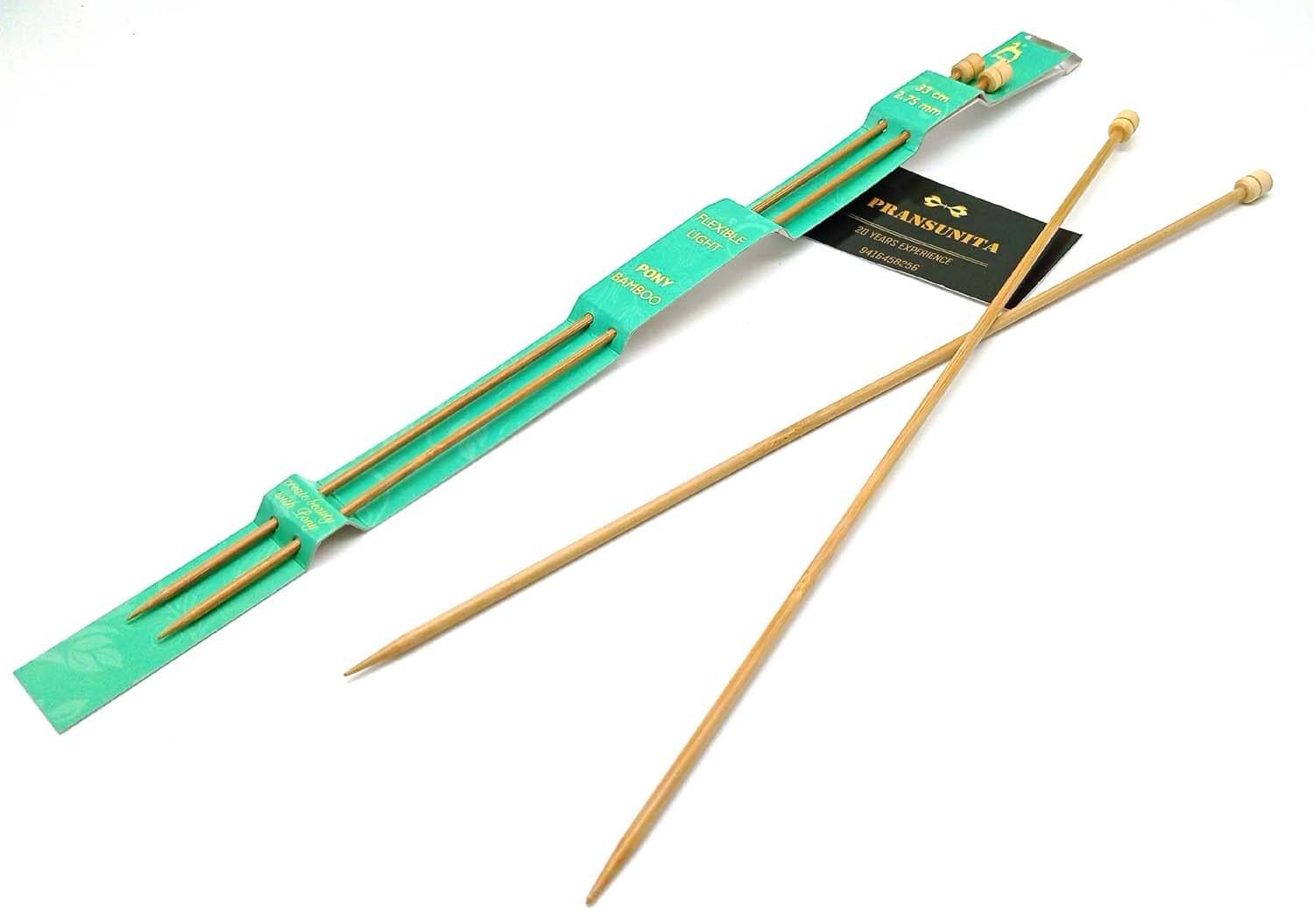     			PRANSUNITA Pony Bamboo Single Point Long Knitting Needles Knit Pin, Length 33 cm, Size - 2.75 mm, (No. 12)