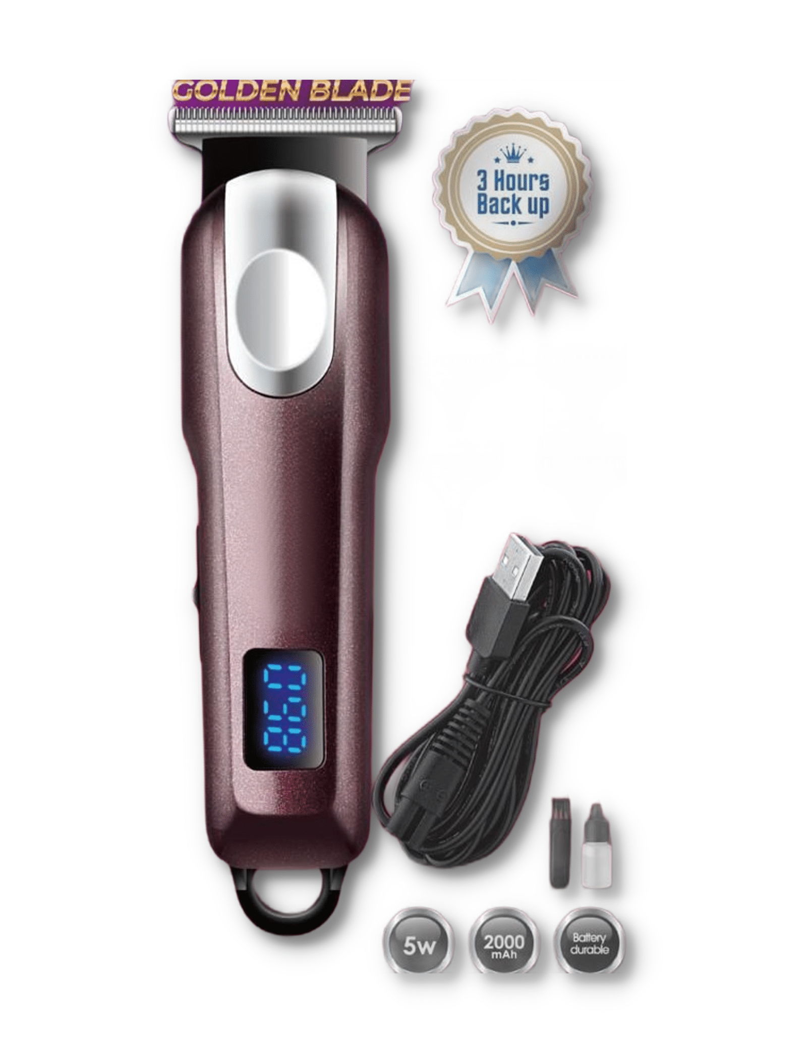     			PSK Professional Hair Trimmer 2000 mAh With C type Charging Digital Display Runtime: 180 min for Men & Women (Brown)