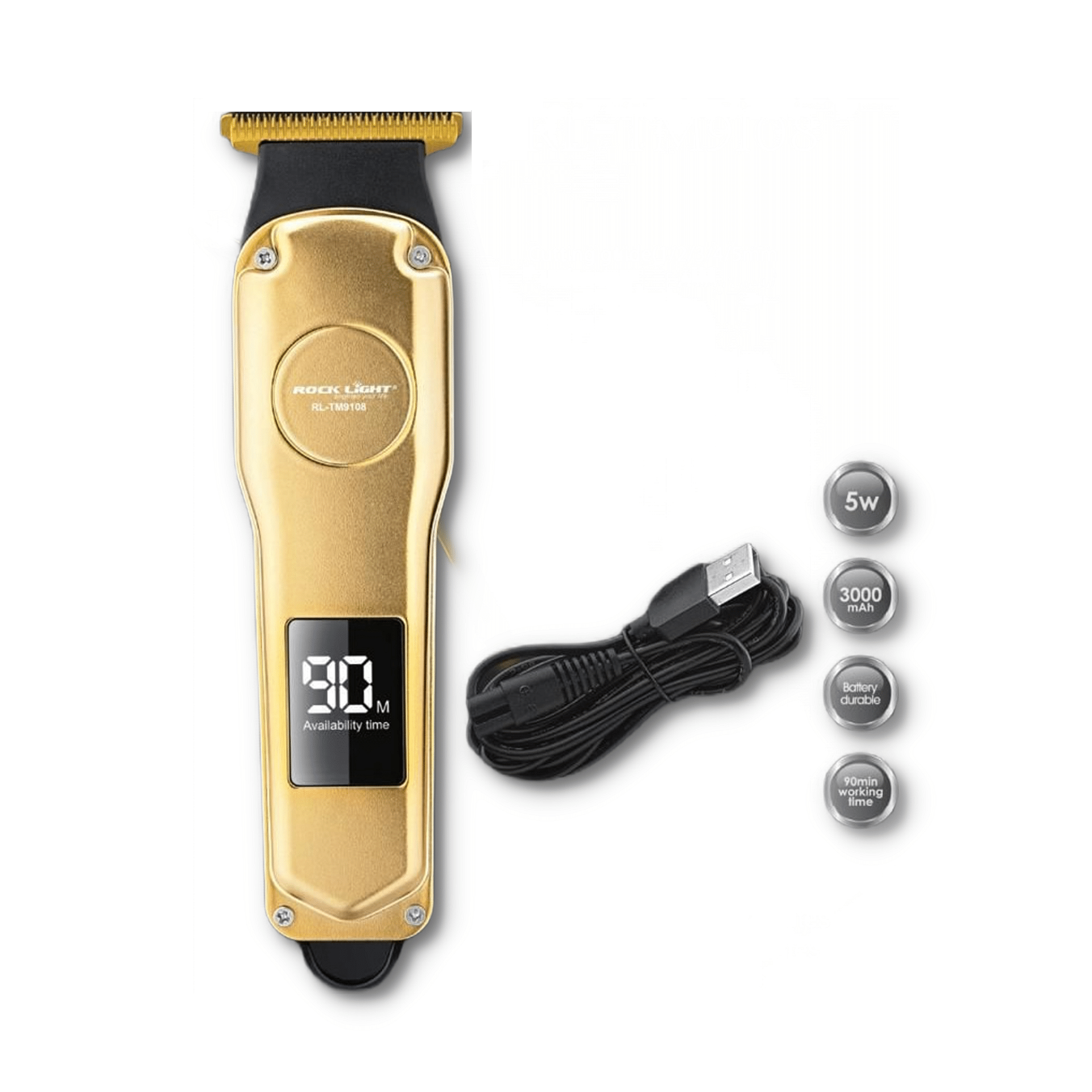     			PSK Professional Hair Trimmer 5W 3000 mAh with Digital Display  Runtime: 90 min Trimmer for Men & Women (Gold)