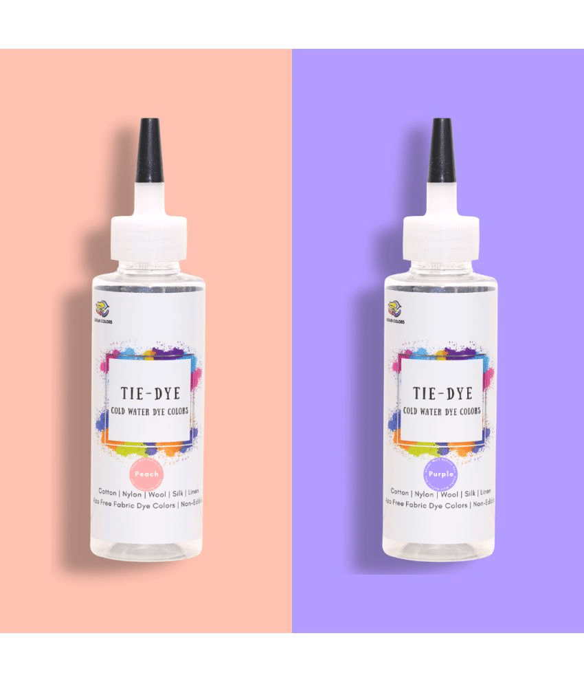     			Skin Friendly Tie Dye Bottle Combo 1 : Peach - Purple | Includes 100g Dye Activator and 2 Kadam DyFix Mini Bottles | Cold Water Fabric Dyes