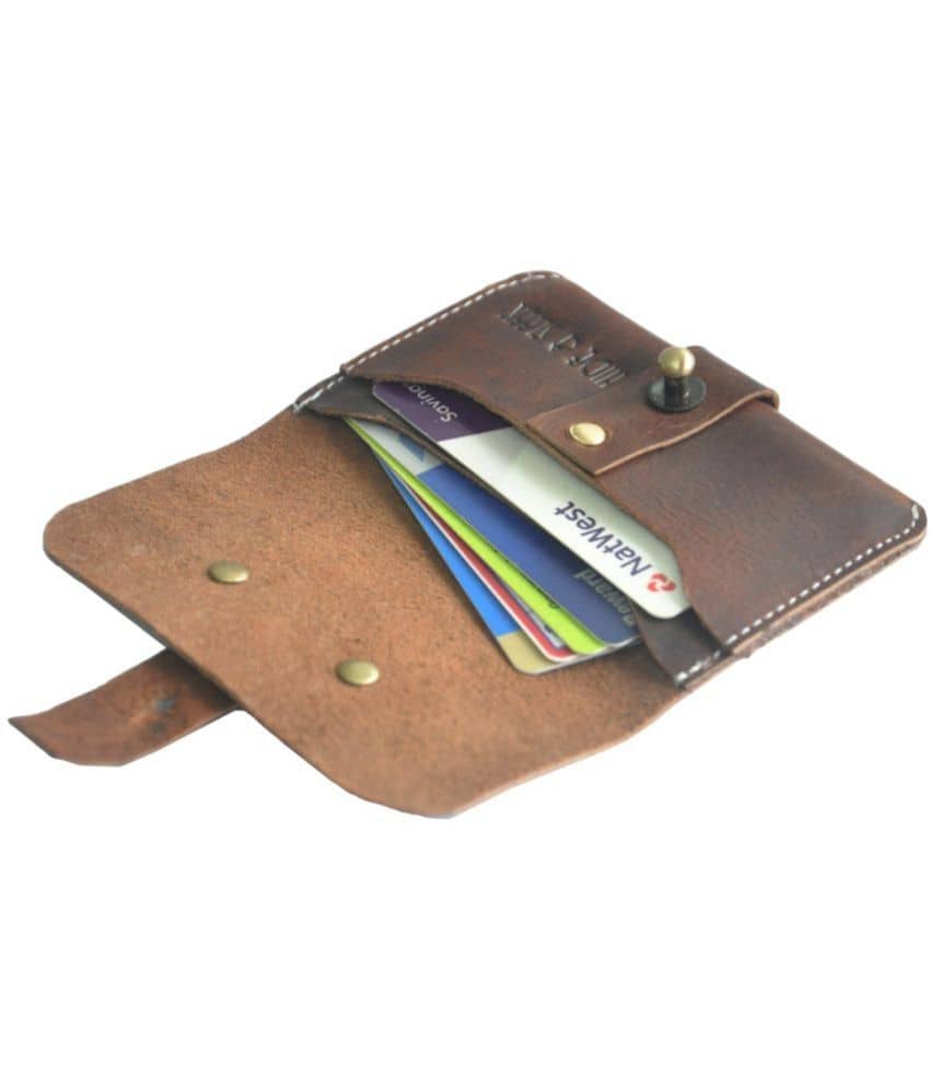 Slim Genuine Hunter Brown Leather Credit Card Holder - Stationery | Buy online on ZillyBuy