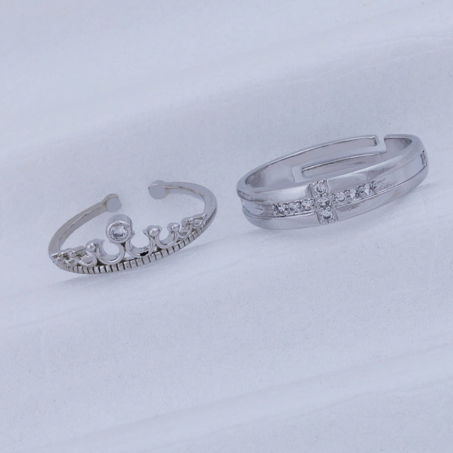 Some One Speical For Couple Ring Valentines Lover Gift Crown Designe Adjustable Silver Plated Couple Ring Set Women And Men Some One Speical For Couple Ring Valentines Lover Gift Crown Designe Adjustable Silver Plated Couple Ring Set Women And Men