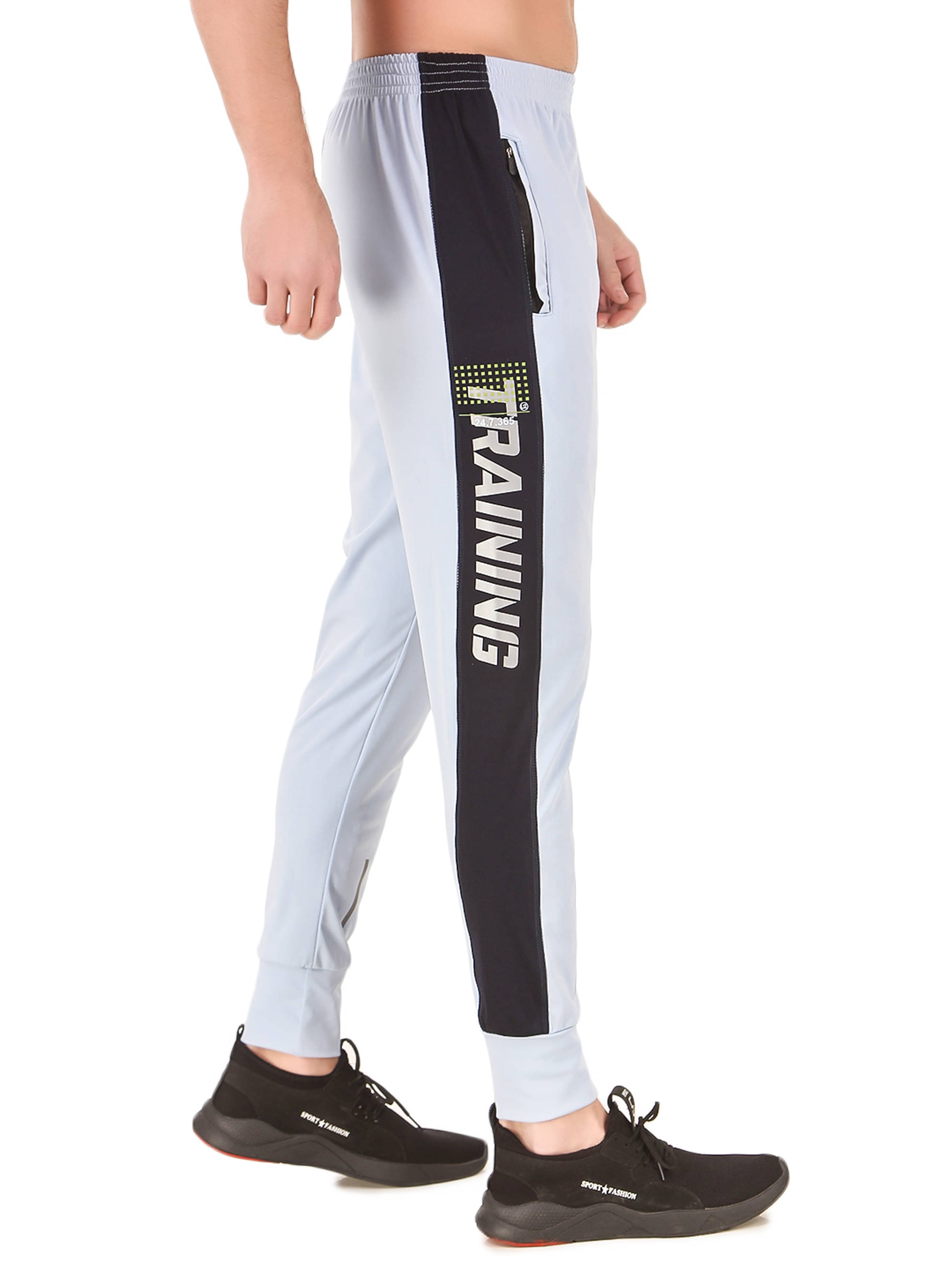     			Uzarus Blue Cotton Plain Joggers