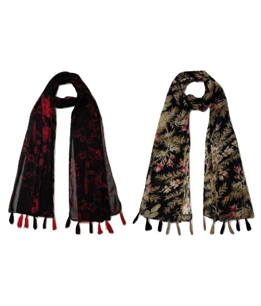 stolevilla Multi Printed Poly Cotton Yarn Stoles ( Pack of 2 ) stolevilla Multi Printed Poly Cotton Yarn Stoles ( Pack of 2 )