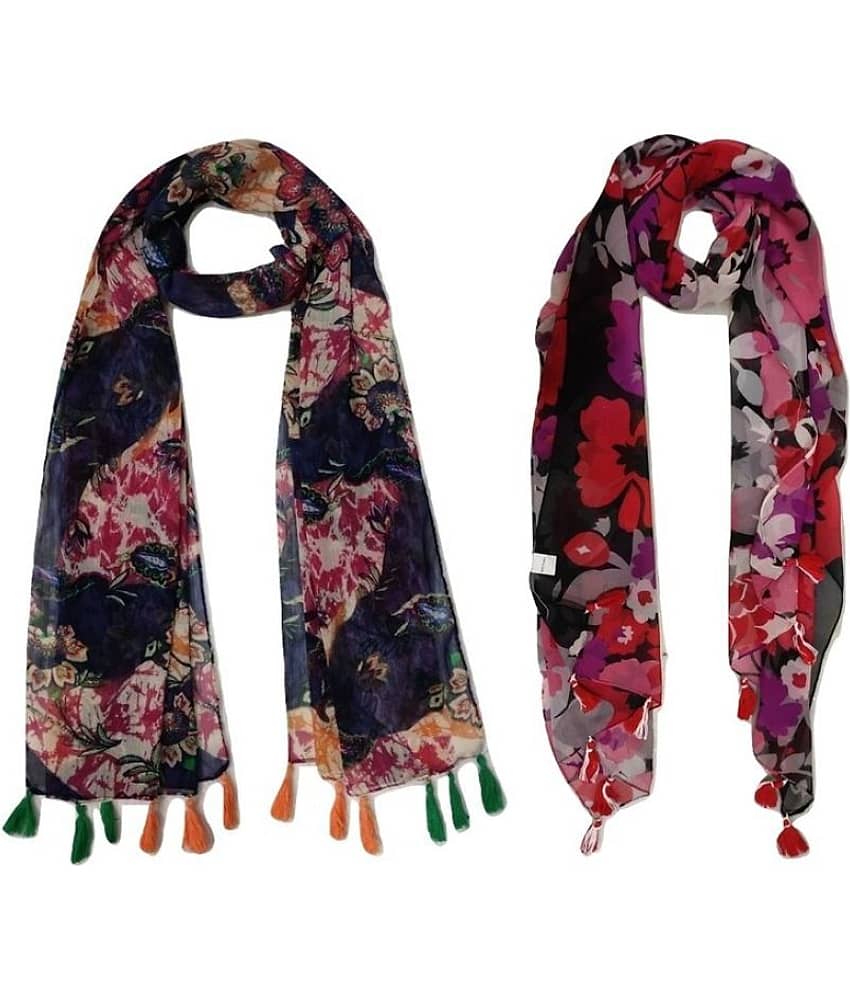 stolevilla Multi Printed Poly Cotton Yarn Stoles ( Pack of 2 ) - Dupattas & Shawls | Buy online on ZillyBuy