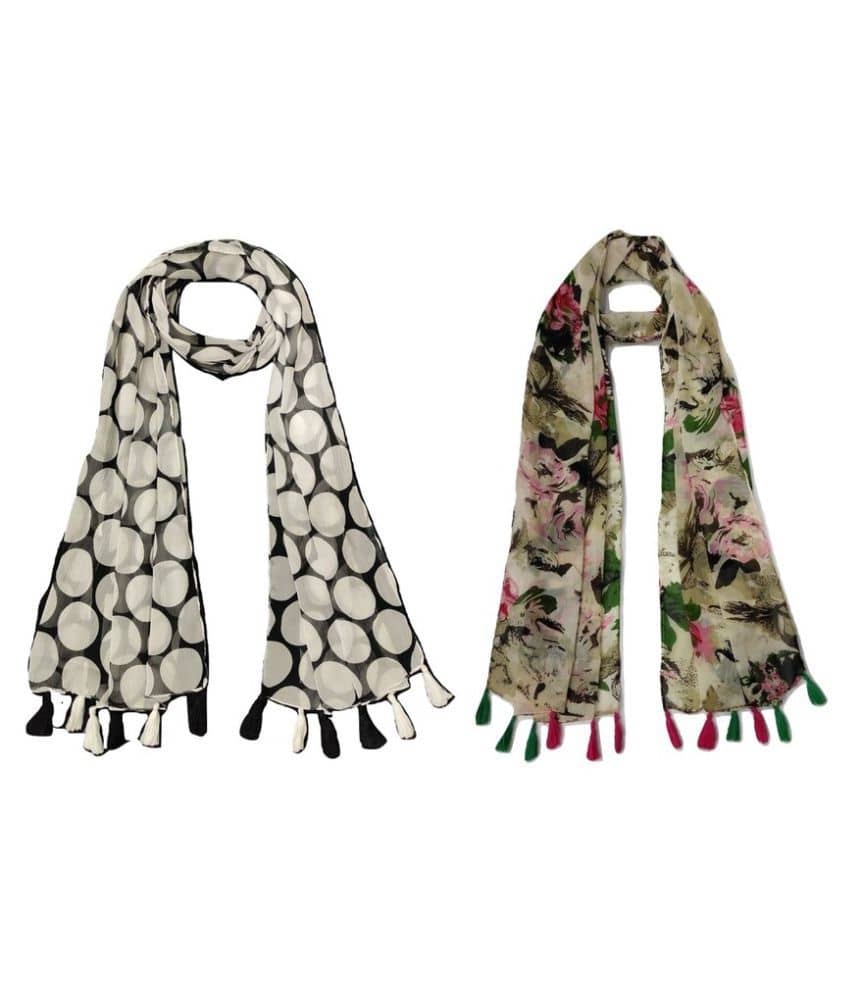 stolevilla Multi Printed Poly Cotton Yarn Stoles ( Pack of 2 ) - Dupattas & Shawls | Buy online on ZillyBuy