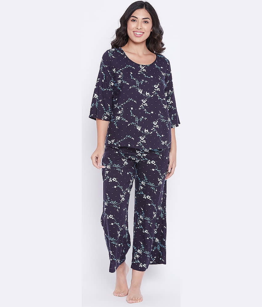 Clovia Rayon Nightsuit Sets - Navy - Nightwear & Loungewear | Buy online on ZillyBuy