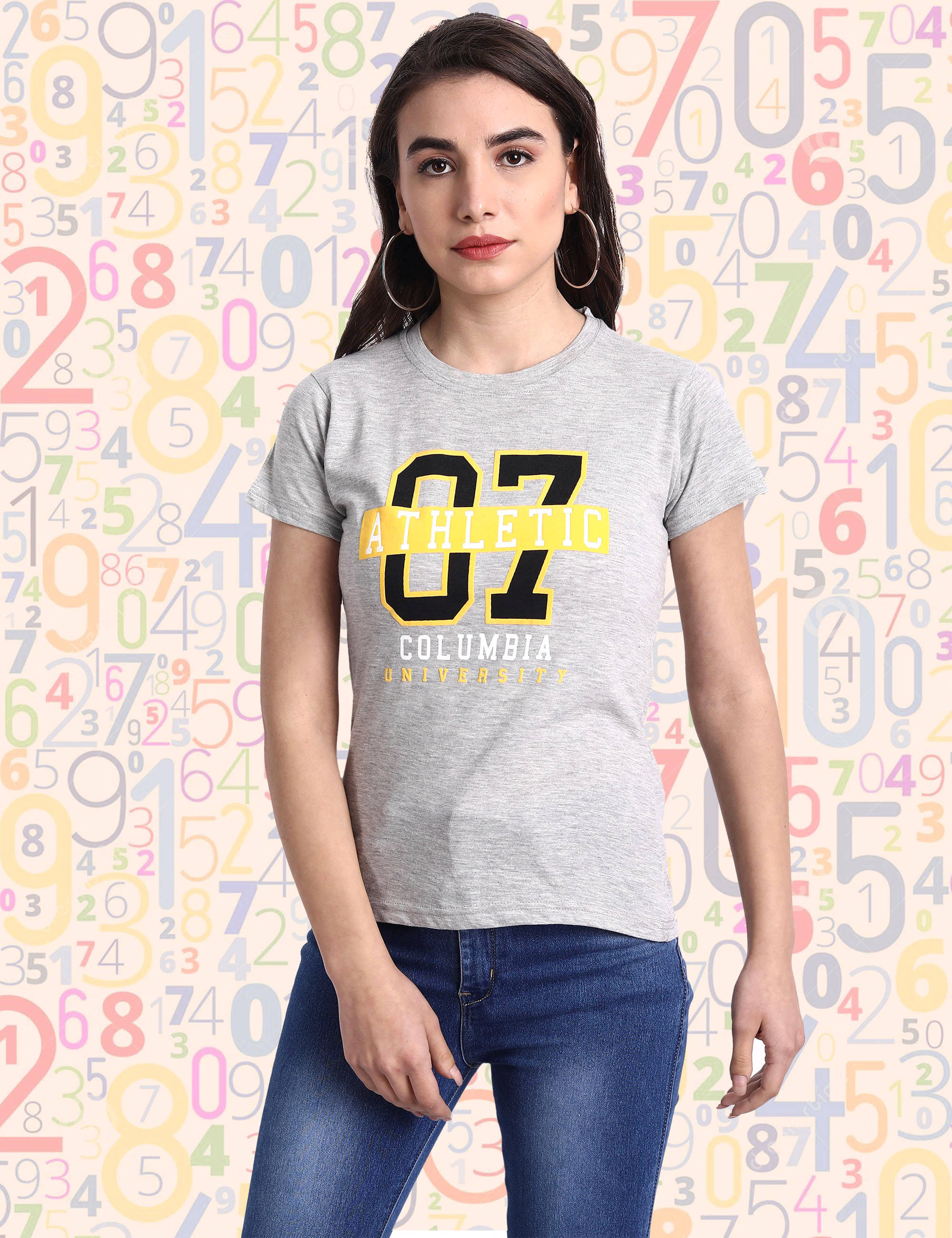 Fabflee Women Cotton Printed Regular Fit Round Neck T-Shirt ( Grey ) Fabflee Women Cotton Printed Regular Fit Round Neck T-Shirt ( Grey )