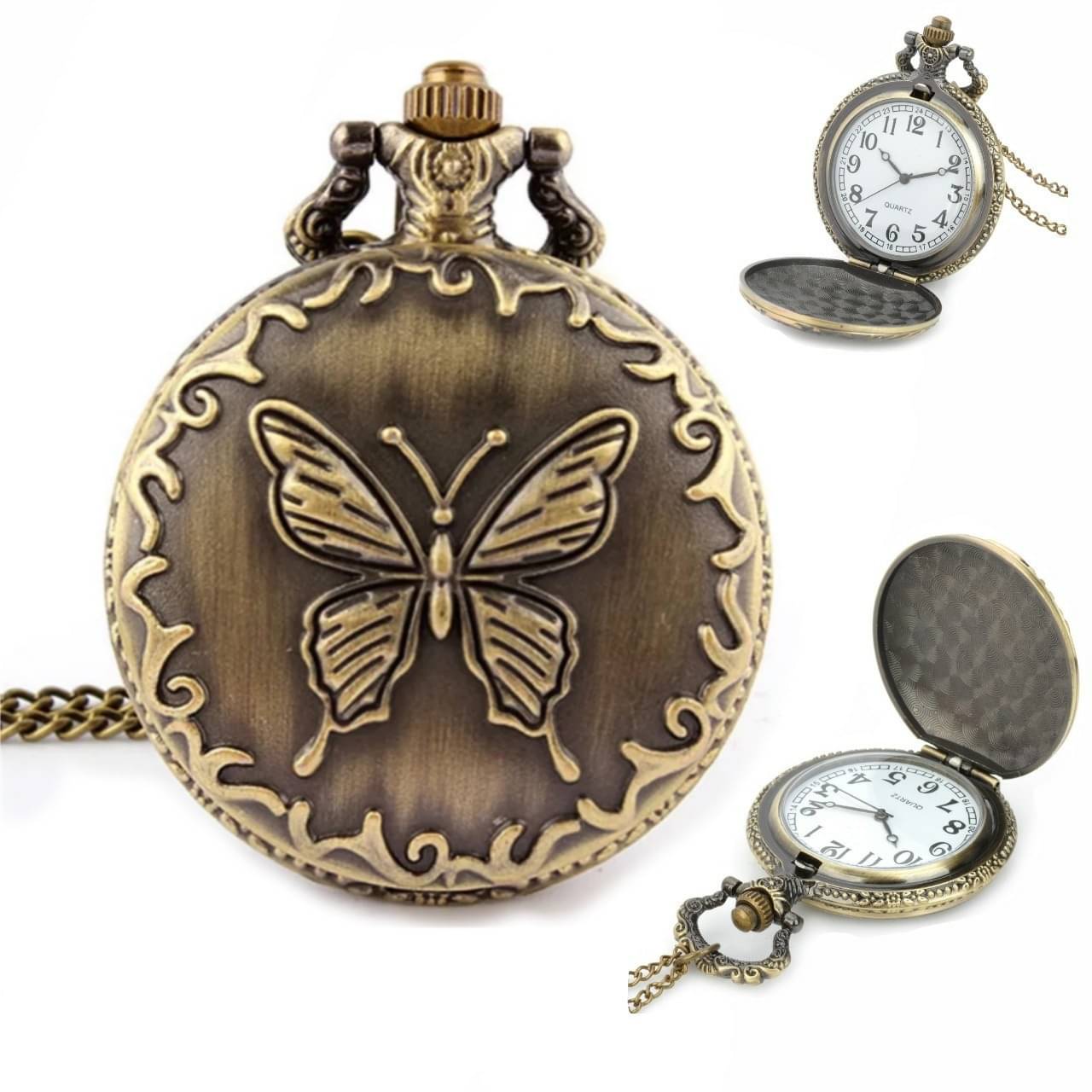     			Gala Time Antique Butterfly Pocket Watch Keychain Key Ring Car, Bike for Men & Woman Gift Keychain ( Pack of 1 )