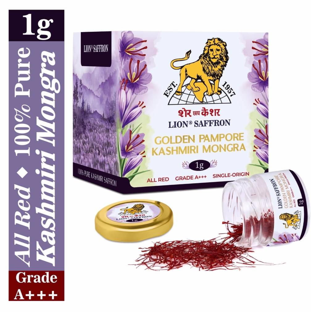 Lion Brand Grade A+++ Kashmiri Mongra Saffron/ Kesar Keshar for Pregnant Women, Biryani, Cooking, Sweets and Beauty 1 gm     			Lion Brand Grade A+++ Kashmiri Mongra Saffron/ Kesar Keshar for Pregnant Women, Biryani, Cooking, Sweets and Beauty 1 gm
