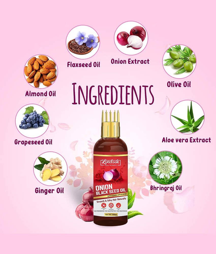 Lovelook Onion Black Seed Hair Oil - WITH COMB 300 mL