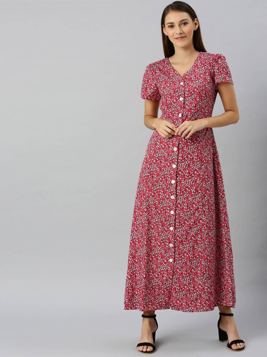 Rare Women Polyester A-line Dress ( Red ) Rare Women Polyester A-line Dress ( Red )