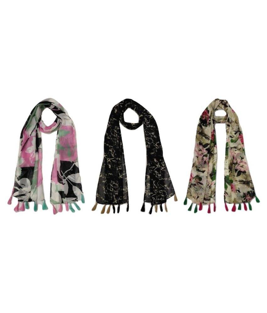     			stolevilla Multi Printed Poly Cotton Yarn Stoles ( Pack of 3 )
