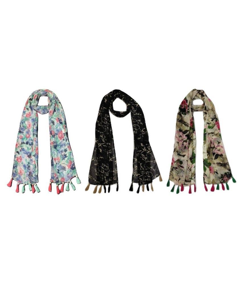 stolevilla Multi Printed Poly Cotton Yarn Stoles ( Pack of 3 ) - Dupattas & Shawls | Buy online on ZillyBuy