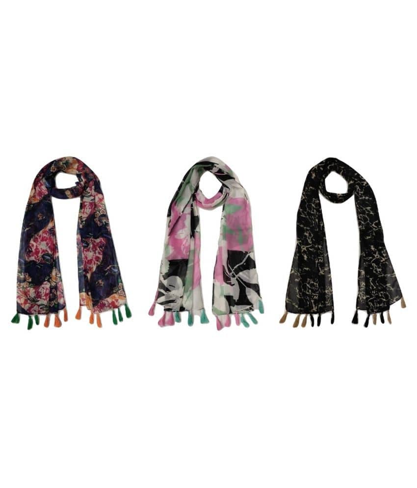 stolevilla Multi Printed Poly Cotton Yarn Stoles ( Pack of 3 ) - Dupattas & Shawls | Buy online on ZillyBuy