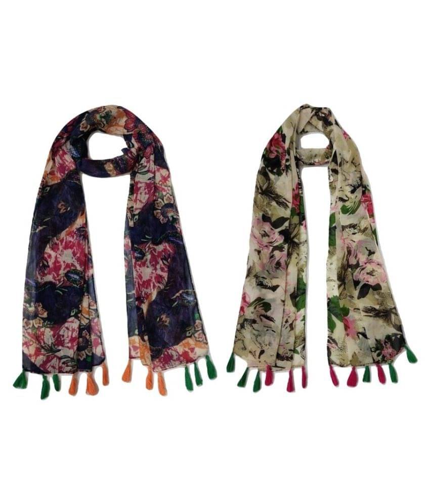 stolevilla Multi Printed Poly Cotton Yarn Stoles ( Pack of 2 ) stolevilla Multi Printed Poly Cotton Yarn Stoles ( Pack of 2 )