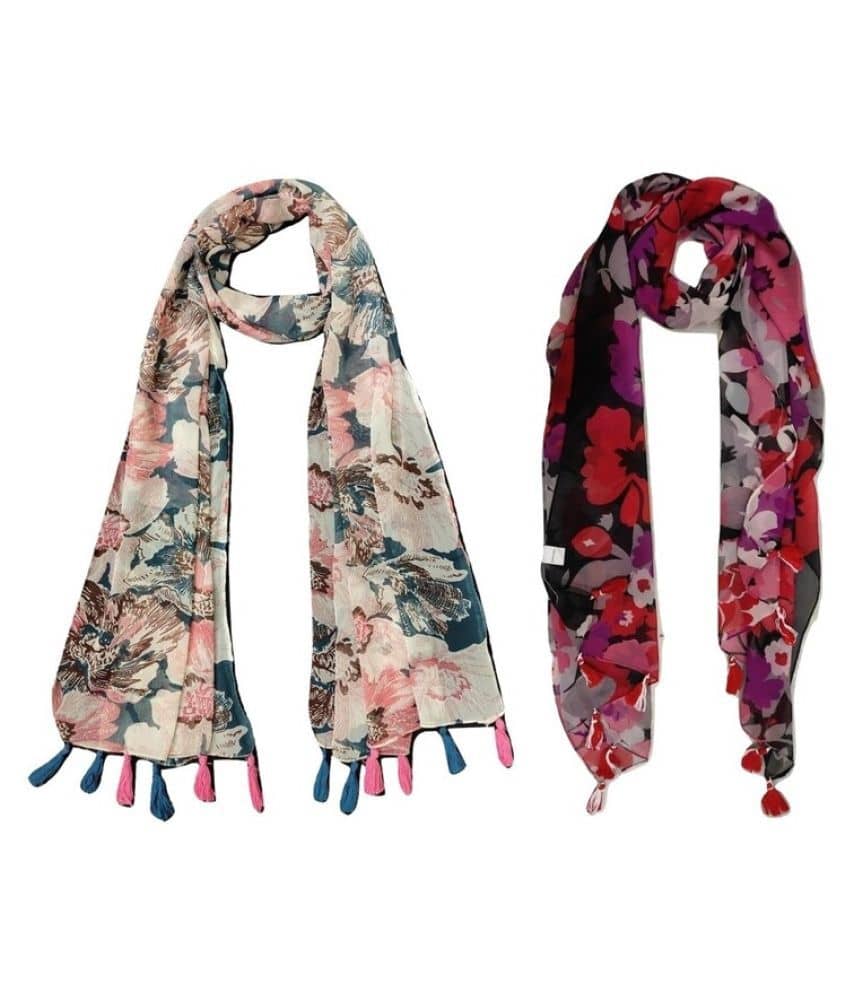 stolevilla Multi Printed Poly Cotton Yarn Stoles ( Pack of 2 ) - Dupattas & Shawls | Buy online on ZillyBuy