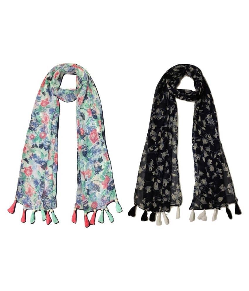 stolevilla Multi Printed Poly Cotton Yarn Stoles ( Pack of 2 ) - Dupattas & Shawls | Buy online on ZillyBuy