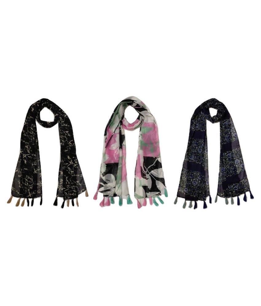stolevilla Multi Printed Poly Cotton Yarn Stoles ( Pack of 3 ) - Dupattas & Shawls | Buy online on ZillyBuy