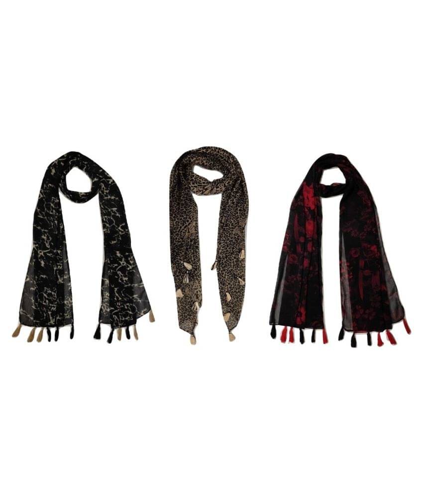 stolevilla Multi Printed Poly Cotton Yarn Stoles ( Pack of 3 ) stolevilla Multi Printed Poly Cotton Yarn Stoles ( Pack of 3 )