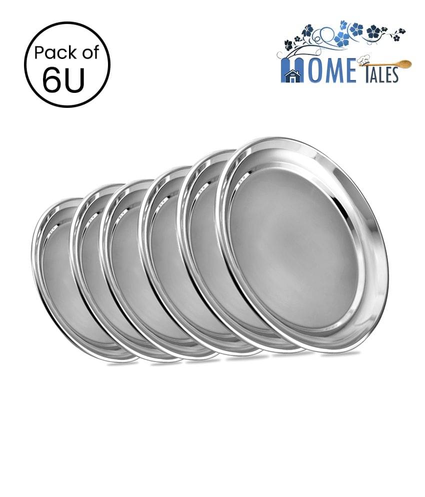 NGA Stainless Steel 11 Inches Rajbhog Plate, Pack of 6 U, 28 cm (Dia) per unit NGA Stainless Steel 11 Inches Rajbhog Plate, Pack of 6 U, 28 cm (Dia) per unit