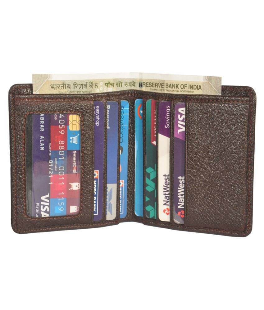     			DUO DUFFEL Slim Faux Brown Leather Cash Card Holder