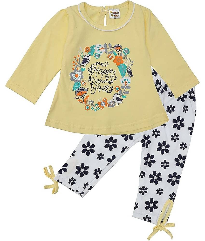 NammaBaby Baby Girls Cotton Blend Dresses ( Yellow )