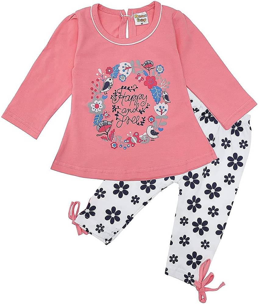 NammaBaby Baby Girls Cotton Blend Dresses ( Pink )