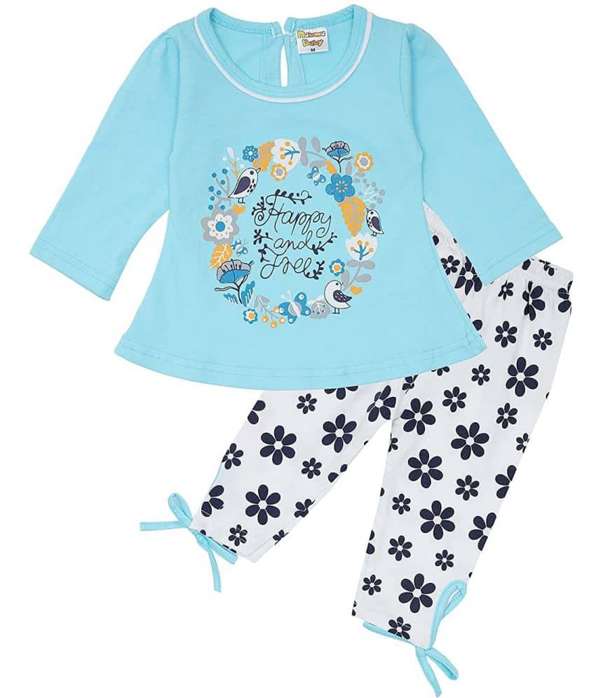 NammaBaby Baby Girls Cotton Blend Dresses ( Blue )