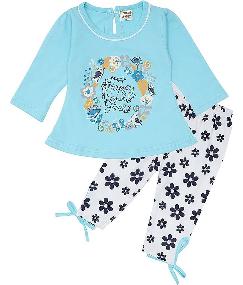 NammaBaby Baby Girls Cotton Blend Dresses ( Blue )