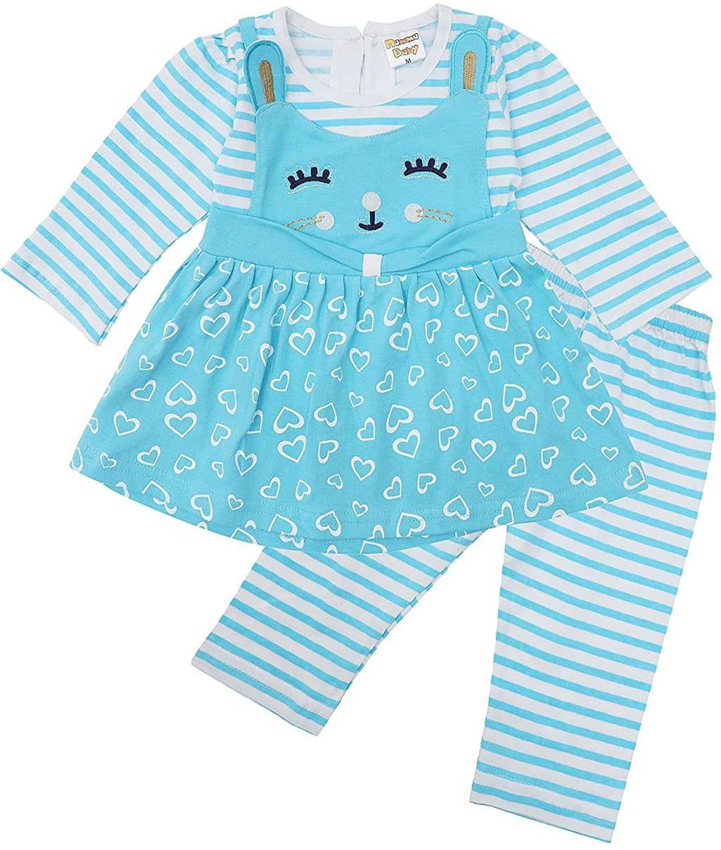 NammaBaby Baby Girls Cotton Blend Dresses ( Multi )