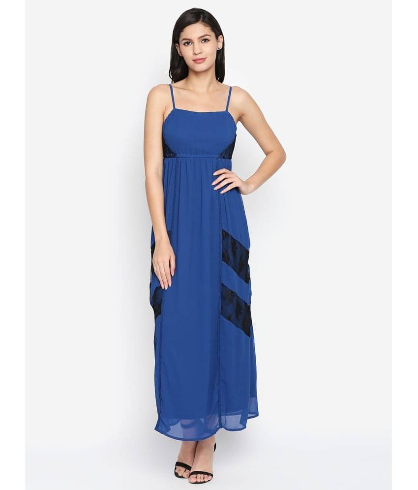 Oxolloxo Women Polyester A-line Dress ( Blue ) Oxolloxo Women Polyester A-line Dress ( Blue )
