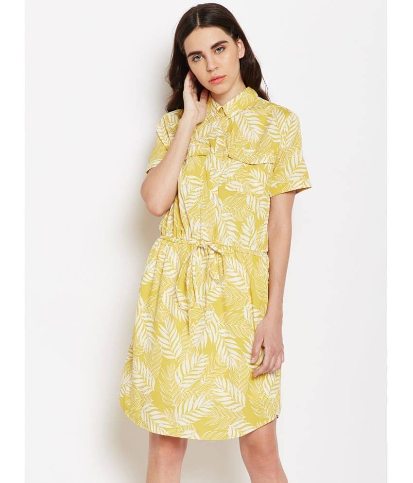     			Oxolloxo Polyester Yellow A- line Dress -