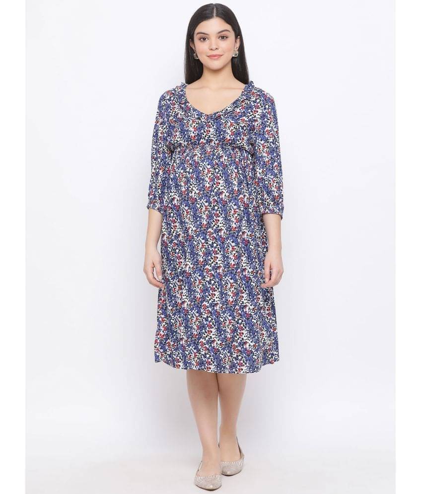 Oxolloxo Viscose Blue A- line Dress -     			Oxolloxo Viscose Blue A- line Dress -