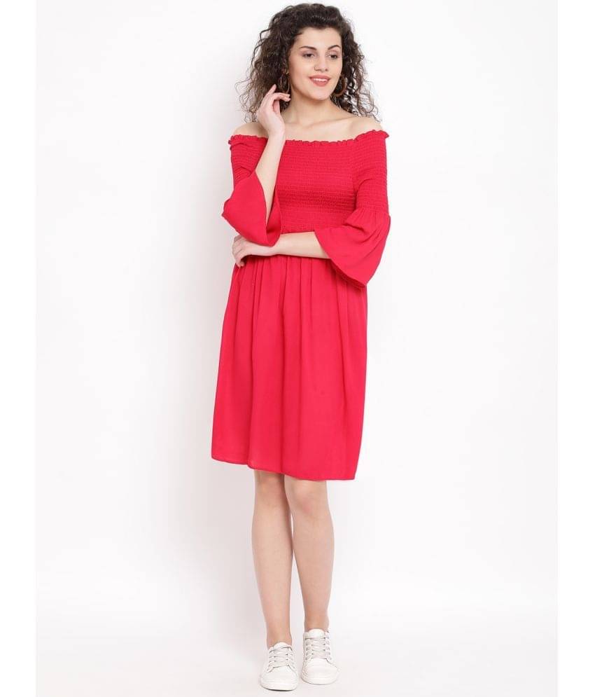 Oxolloxo Viscose Red A- line Dress - Oxolloxo Viscose Red A- line Dress -