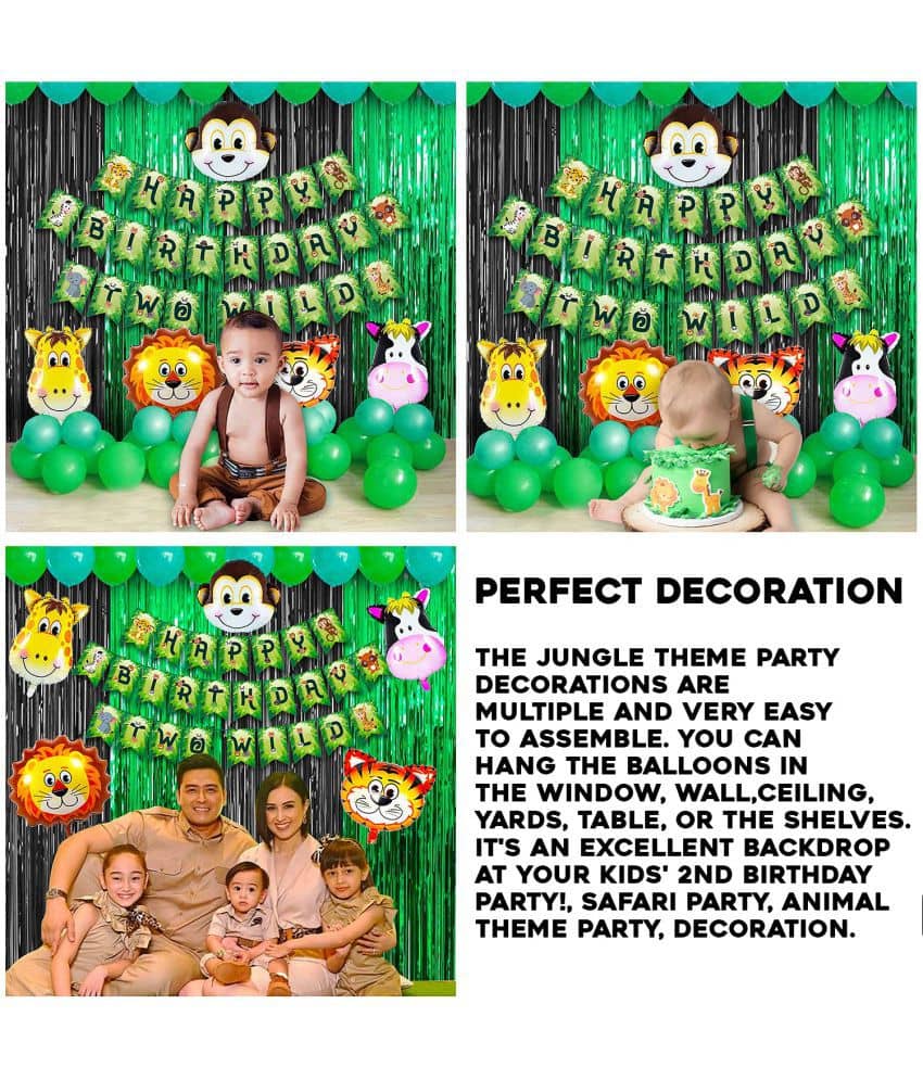 SUN-E Jungle Safari Animal Balloons - 12PC Mini Foil Balloons For Kids Birthday Party Decor