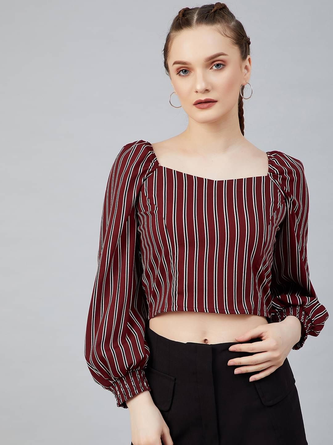 Rare Women's Crepe Crop Top ( Maroon ) Rare Women's Crepe Crop Top ( Maroon )