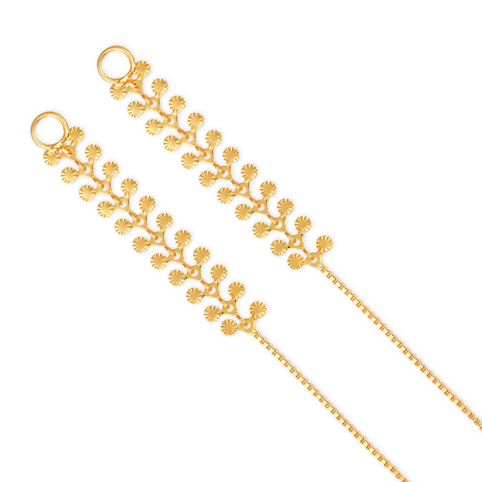 Vighnaharta - Golden Ear Chain Earrings ( Pack of 1 ) - Earrings | Buy online on ZillyBuy