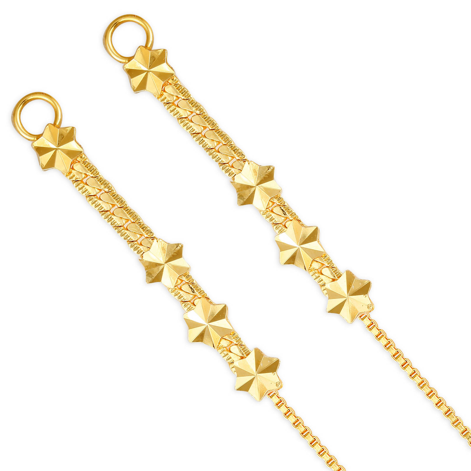     			Vighnaharta - Golden Ear Chain Earrings ( Pack of 1 )