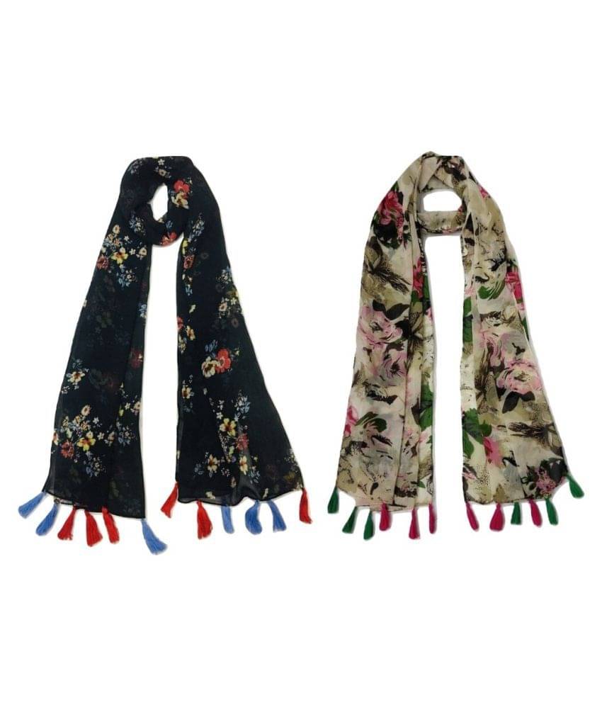 stolevilla Multi Printed Poly Cotton Yarn Stoles ( Pack of 2 ) stolevilla Multi Printed Poly Cotton Yarn Stoles ( Pack of 2 )