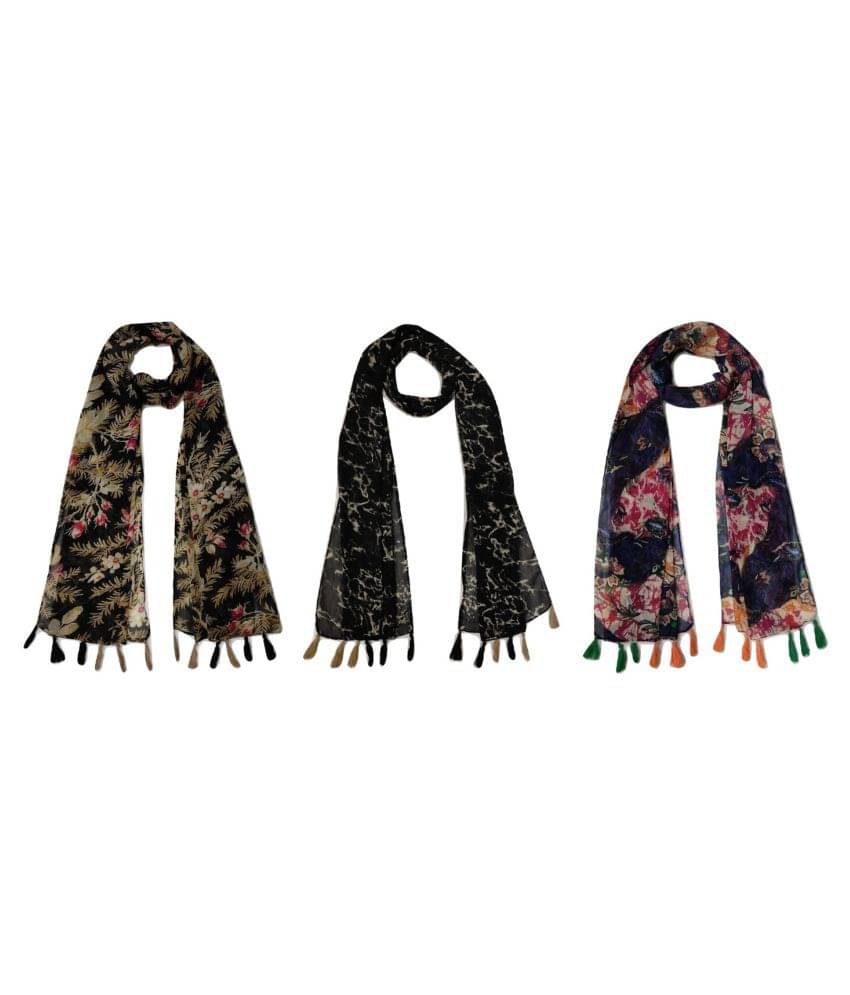 stolevilla Multi Printed Poly Cotton Yarn Stoles ( Pack of 3 ) stolevilla Multi Printed Poly Cotton Yarn Stoles ( Pack of 3 )